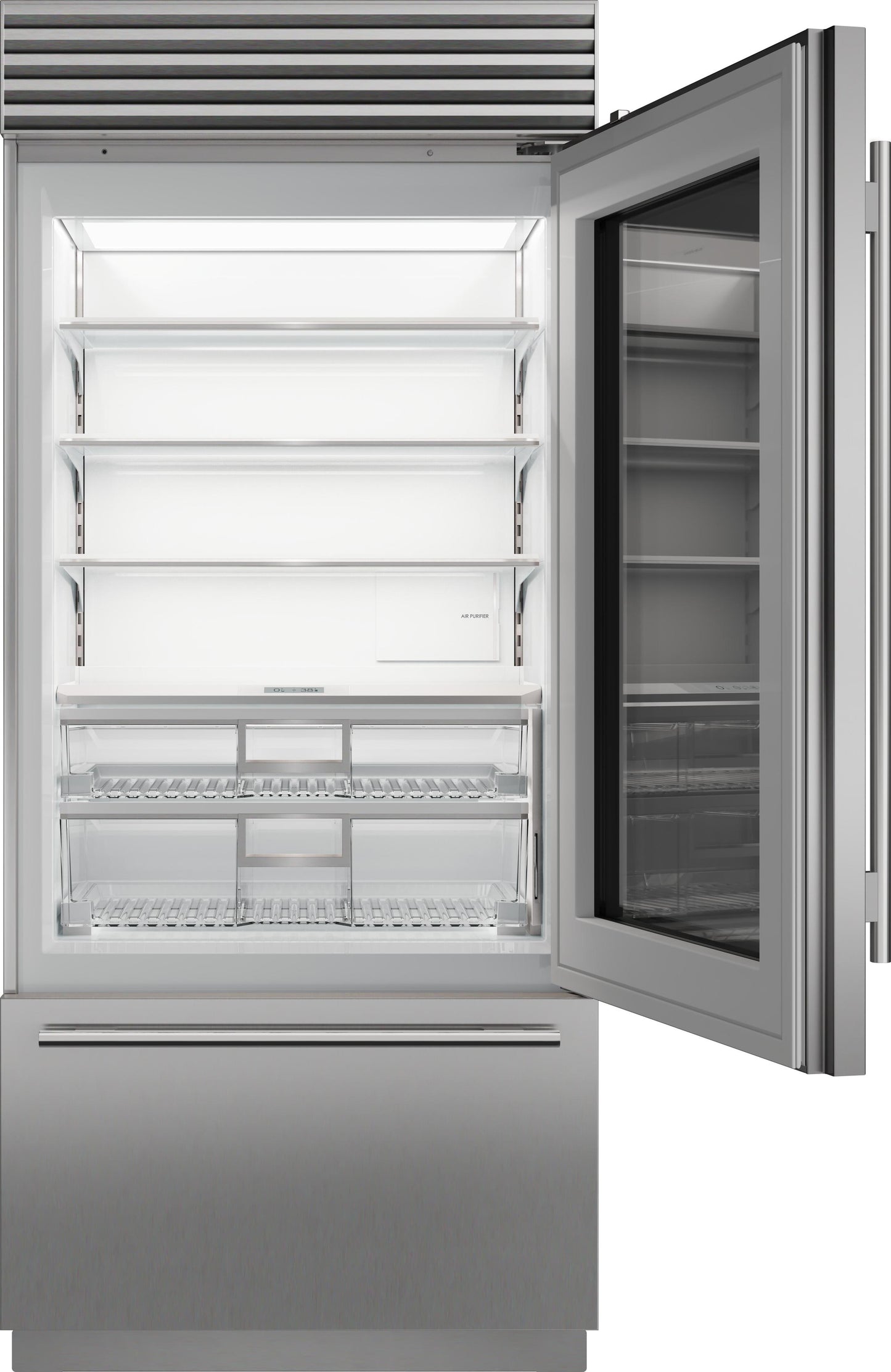 Sub-Zero CL3650UASPL 36" Classic Over-And-Under Refrigerator/Freezer With Glass Door