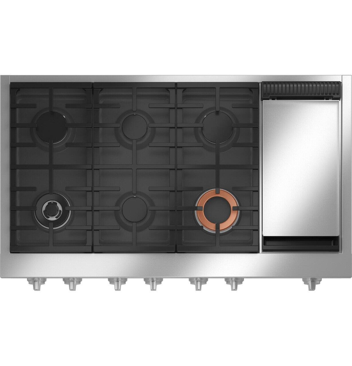 Cafe CGU486P3TD1 Café&#8482; 48" Commercial-Style Gas Rangetop With 6 Burners And Integrated Griddle (Natural Gas)