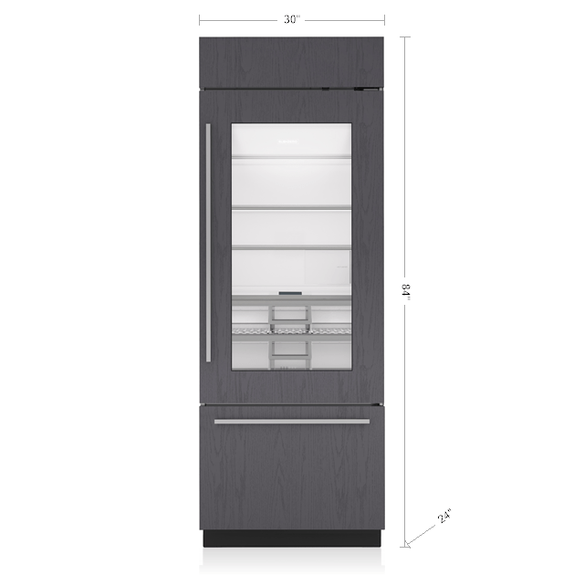 Sub-Zero CL3050UGOL 30" Classic Over-And-Under Refrigerator/Freezer With Glass Door - Panel Ready