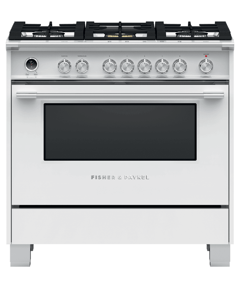 Fisher & Paykel OR36SCG6W1 Dual Fuel Range, 36", 5 Burners, Self-Cleaning