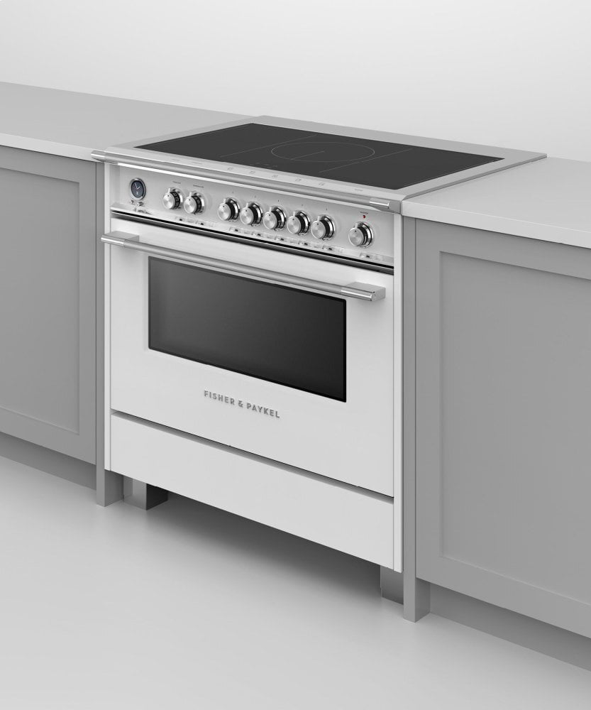 Fisher & Paykel OR36SCI6W1 Induction Range, 36", 5 Zones With Smartzone, Self-Cleaning