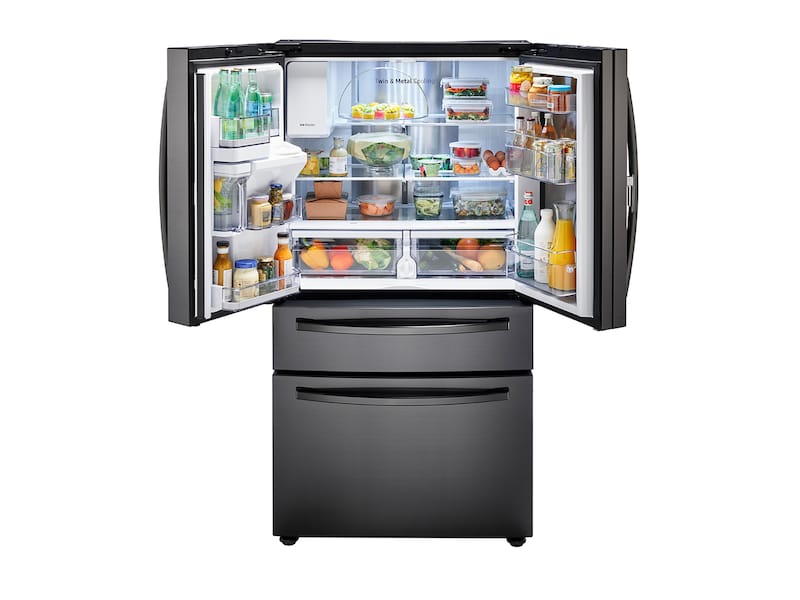 Samsung RF22R7351SG 22 Cu. Ft. Food Showcase Counter Depth 4-Door French Door Refrigerator In Black Stainless Steel