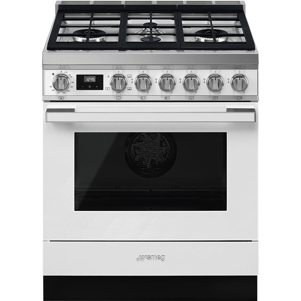 Smeg CPF30UGGWH Portofino Pro-Style All-Gas Range, White, 30" X 25"