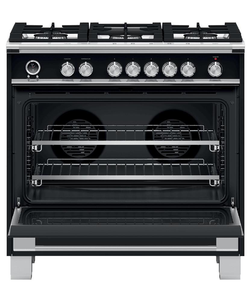 Fisher & Paykel OR36SCG6B1 Dual Fuel Range, 36", 5 Burners, Self-Cleaning