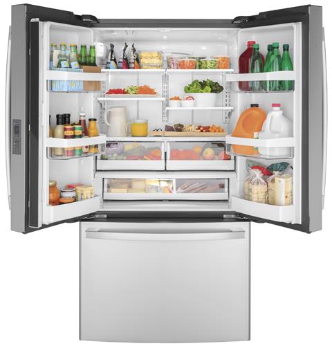 Ge Appliances GWE23GYNFS Ge® Energy Star® 23.1 Cu. Ft. Counter-Depth Fingerprint Resistant French-Door Refrigerator