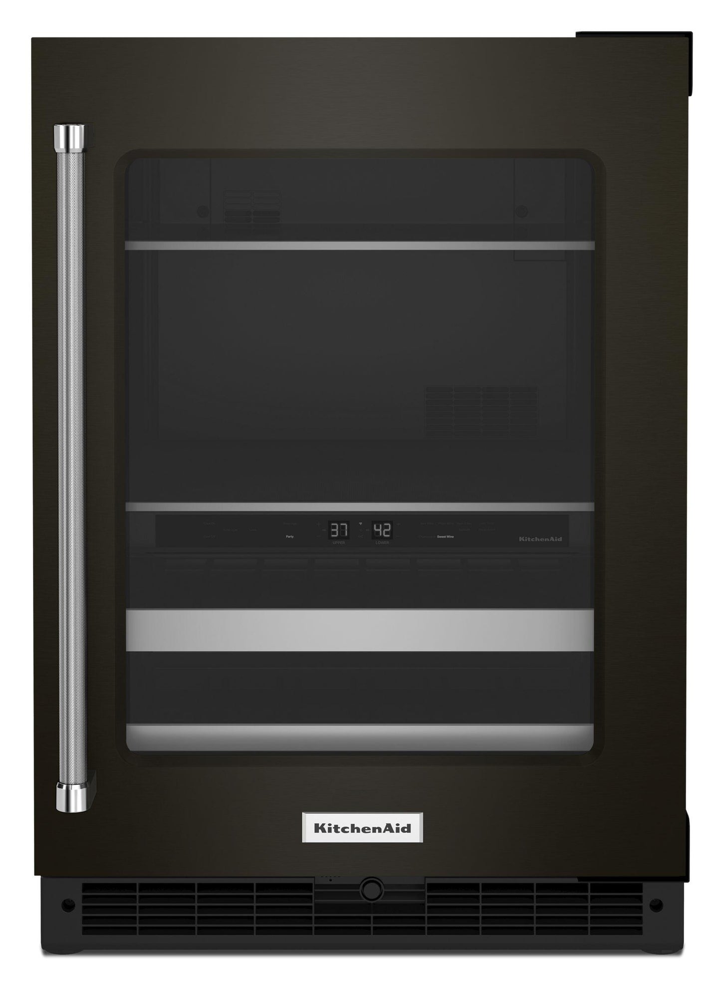 Kitchenaid KUBR314KBS 24" Beverage Center With Glass Door And Metal-Front Racks - Black Stainless