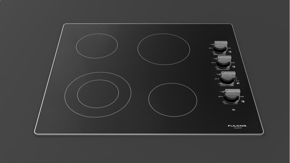 Fulgor Milano F3RK24S2 24" Radiant Cooktop With Knobs - Black Glass