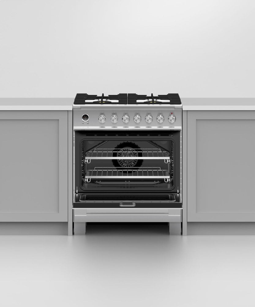 Fisher & Paykel OR30SCG6X1 Dual Fuel Range, 30", 4 Burners, Self-Cleaning