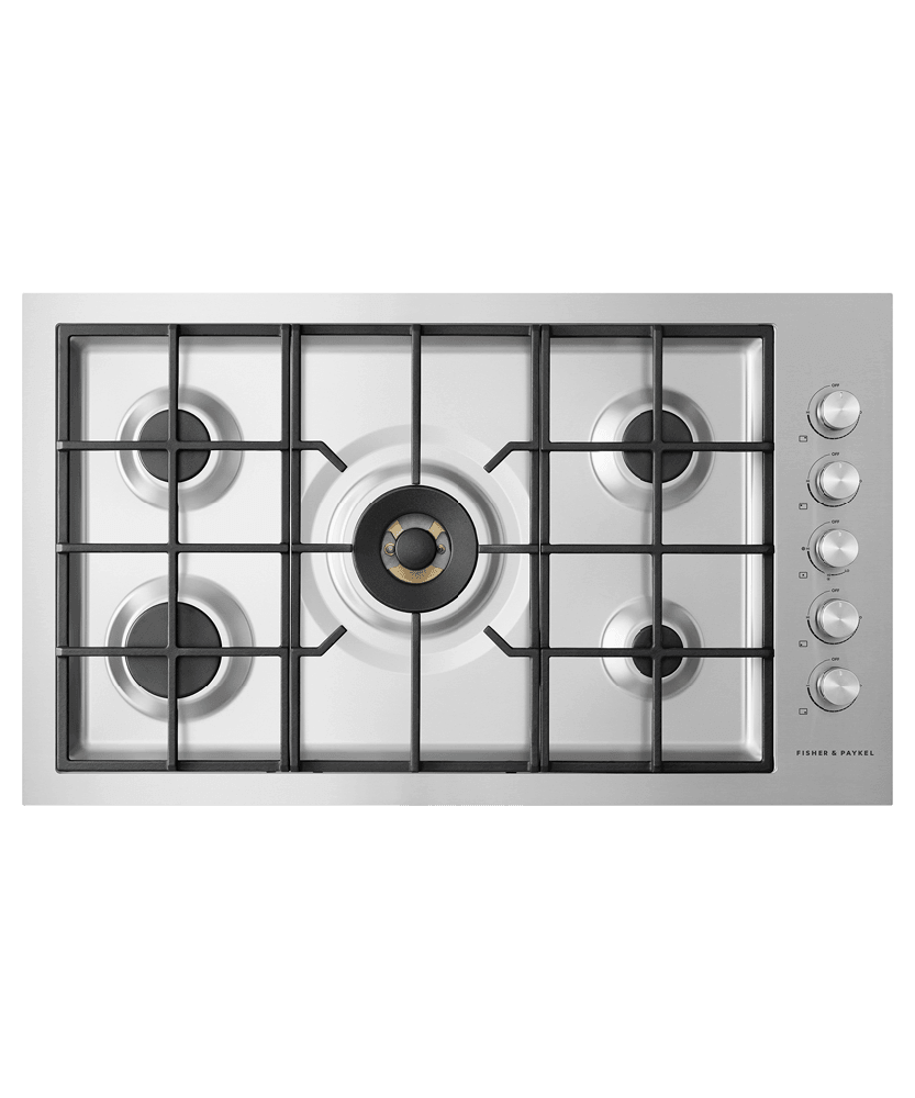 Fisher & Paykel CG365DNGRX2N Gas On Steel Cooktop, 36", Flush Fit