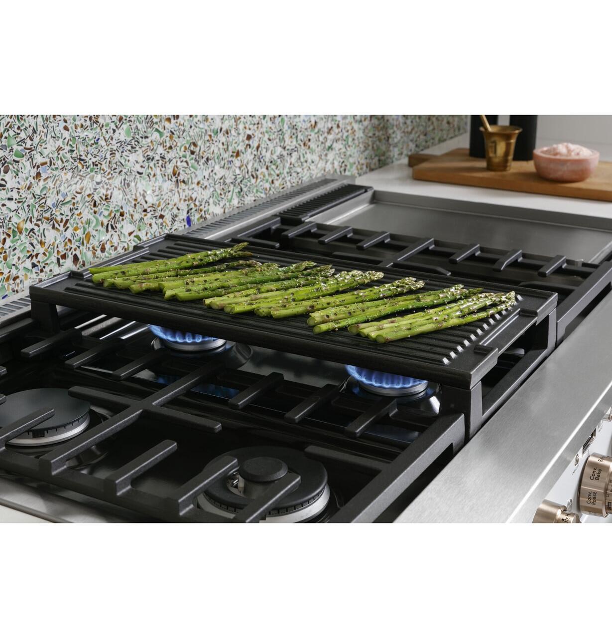 Cafe C2Y486P4TW2 Café&#8482; 48" Smart Dual-Fuel Commercial-Style Range With 6 Burners And Griddle (Natural Gas)