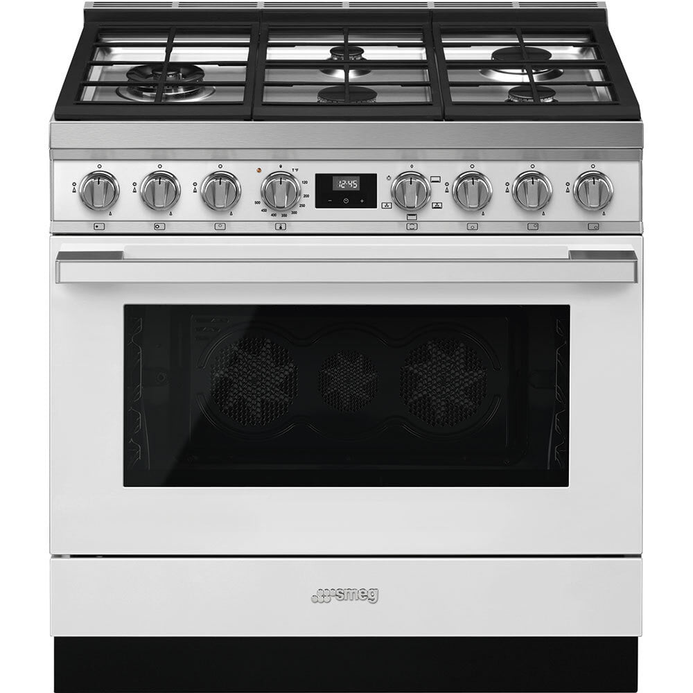 Smeg CPF36UGGWH Portofino Pro-Style Gas Range, White, 36" X 25"