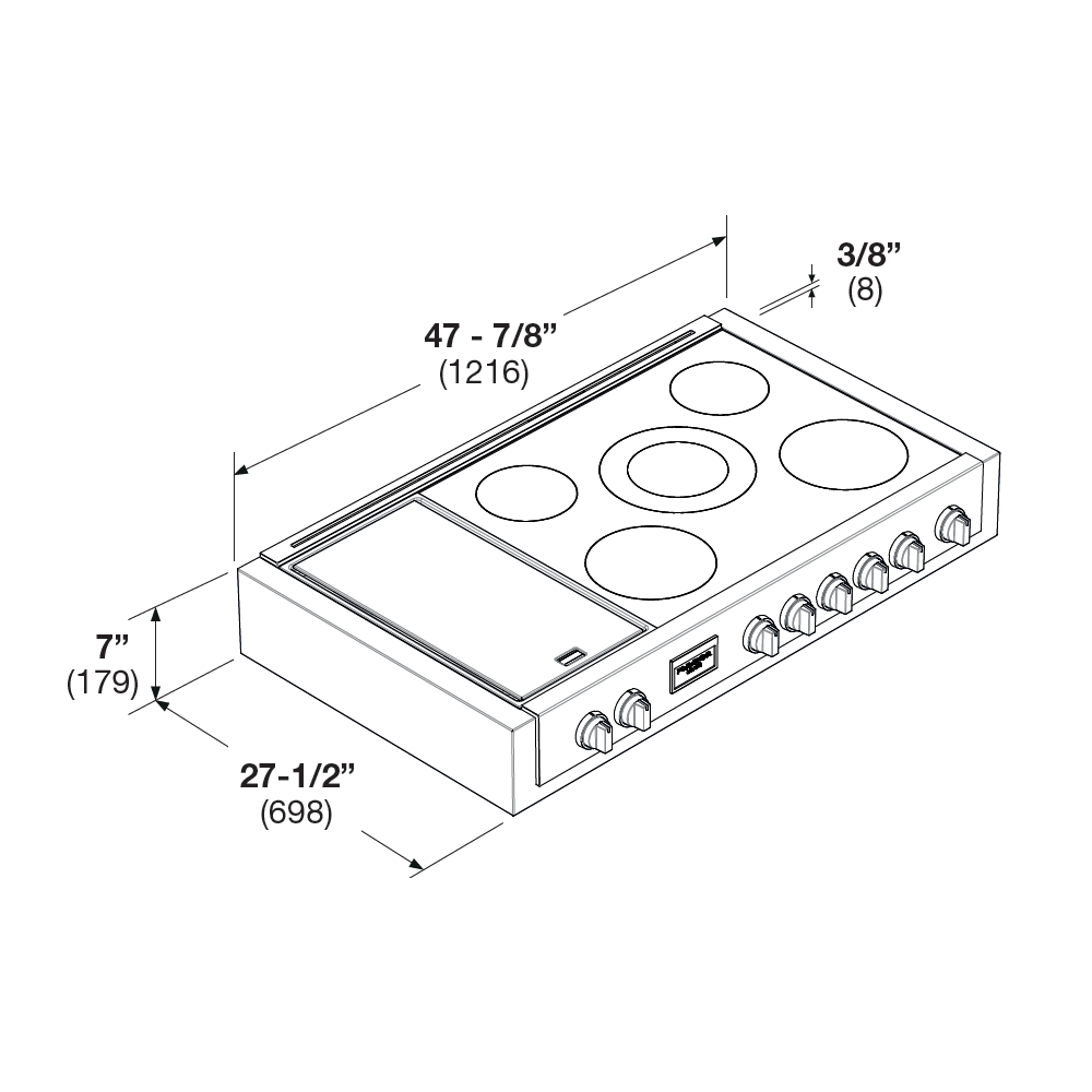 Fulgor Milano F6IRT485GS1 Sofia 48" Pro Induction Rangetop With Griddle