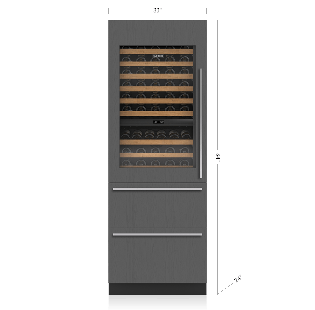 Sub-Zero DET3050WRAL 30" Designer Wine Storage With Refrigerator Drawers - Panel Ready