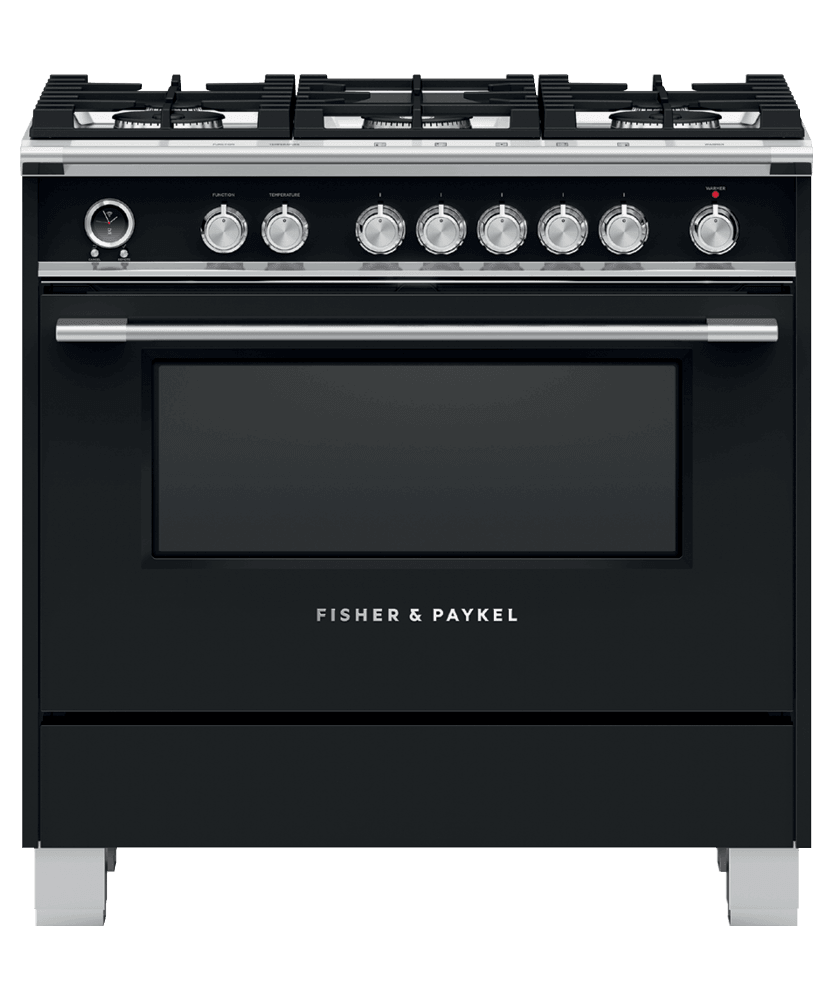 Fisher & Paykel OR36SCG6B1 Dual Fuel Range, 36", 5 Burners, Self-Cleaning