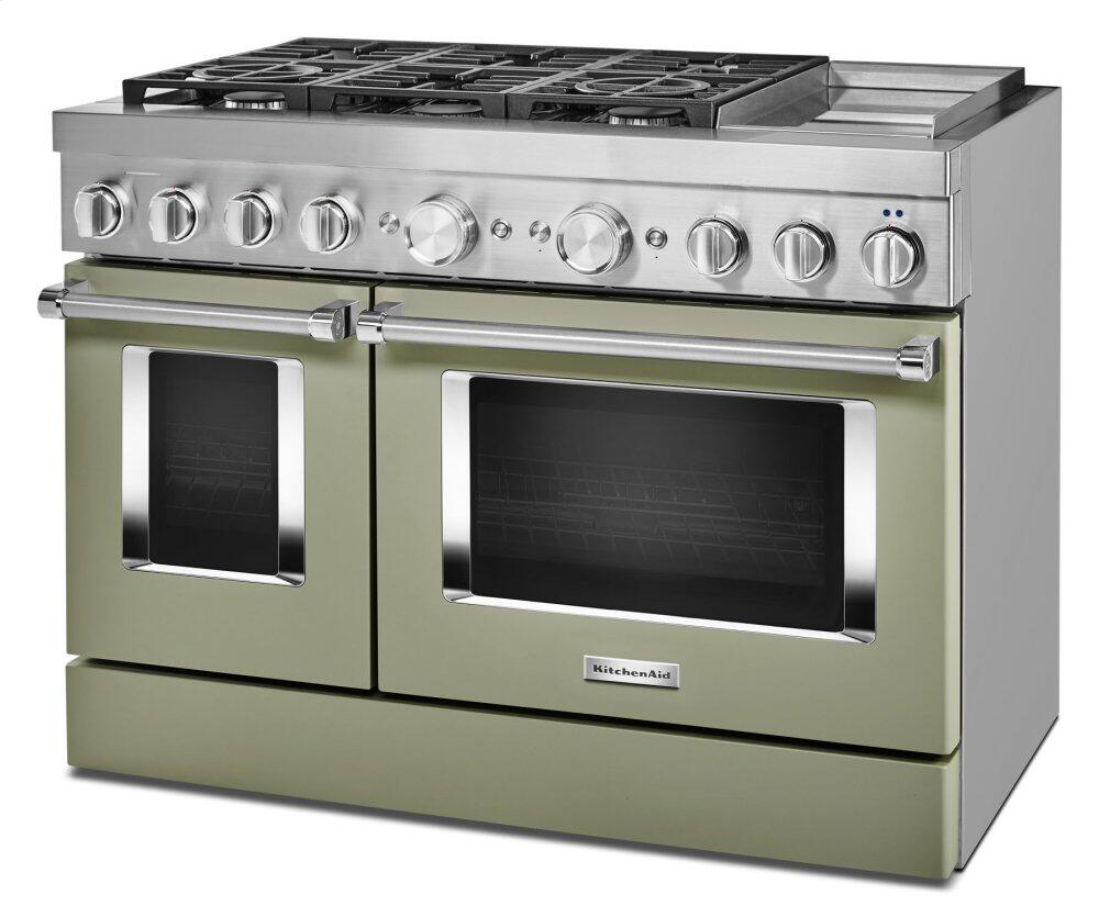 Kitchenaid KFDC558JAV Kitchenaid® 48'' Smart Commercial-Style Dual Fuel Range With Griddle - Avocado Cream