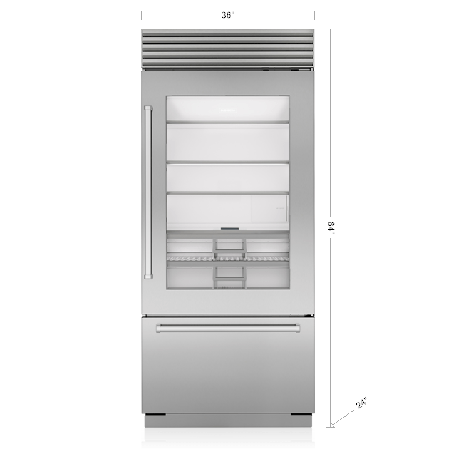 Sub-Zero CL3650UASPL 36" Classic Over-And-Under Refrigerator/Freezer With Glass Door