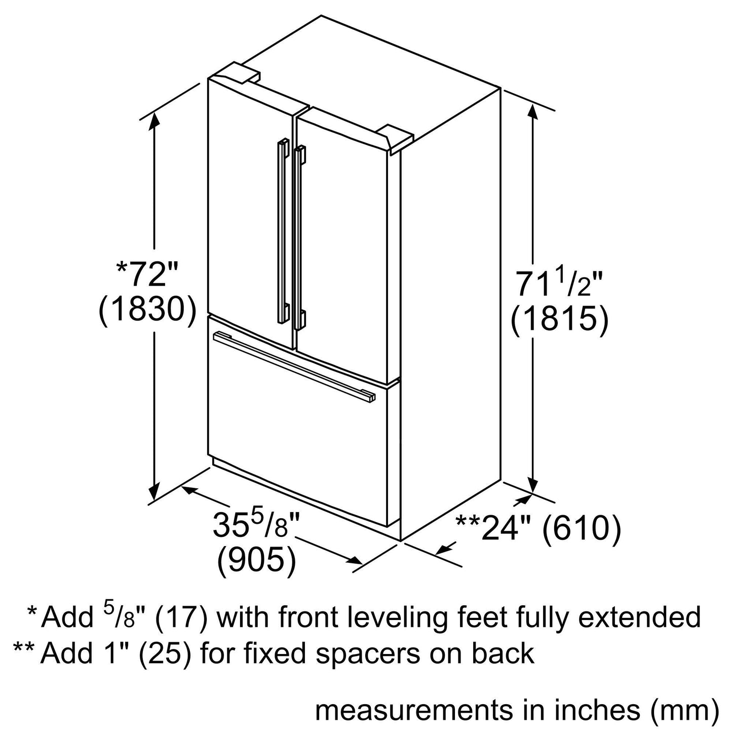 Thermador T36FT820NS Freedom® French Door Bottom Mount Refrigerator 36'' Professional Stainless Steel T36Ft820Ns