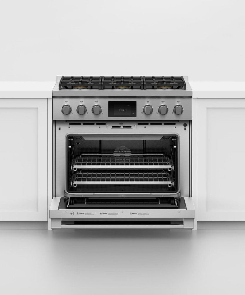 Fisher & Paykel RDV3366L Dual Fuel Range, 36", 6 Burners, Self-Cleaning, Lpg