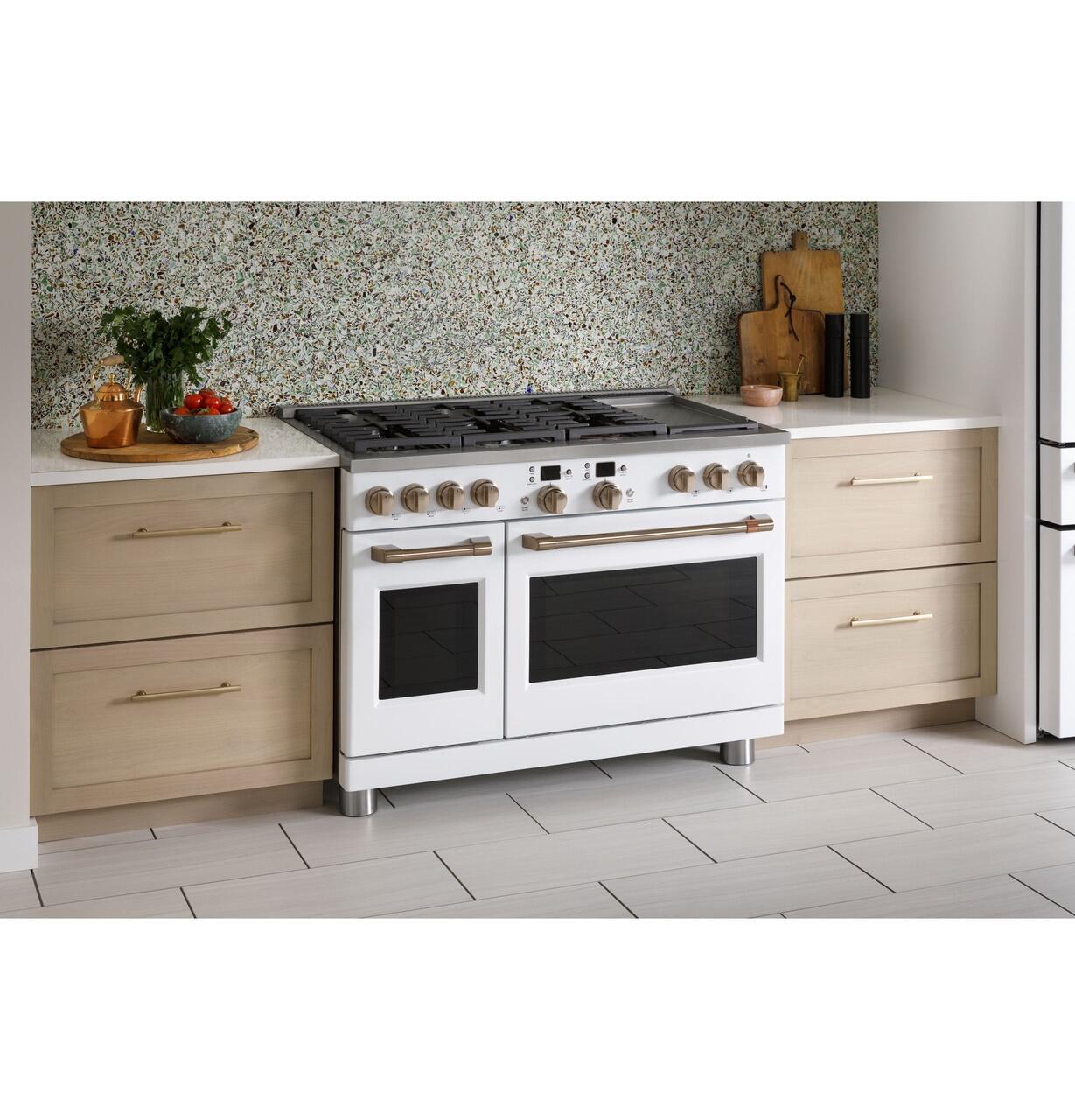 Cafe C2Y486P4TW2 Café&#8482; 48" Smart Dual-Fuel Commercial-Style Range With 6 Burners And Griddle (Natural Gas)