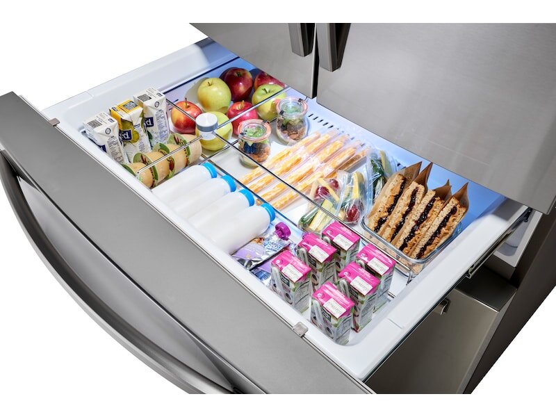 Samsung RF24R7201SR 23 Cu. Ft. Counter Depth 4-Door French Door Refrigerator With Flexzone&#8482; Drawer In Stainless Steel