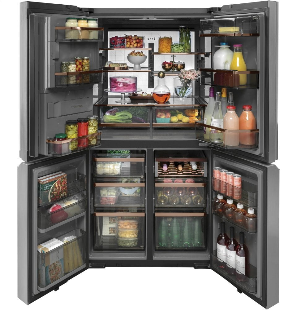 Cafe CQE28DM5NS5 Café Energy Star® 27.4 Cu. Ft. Smart Quad-Door Refrigerator In Platinum Glass