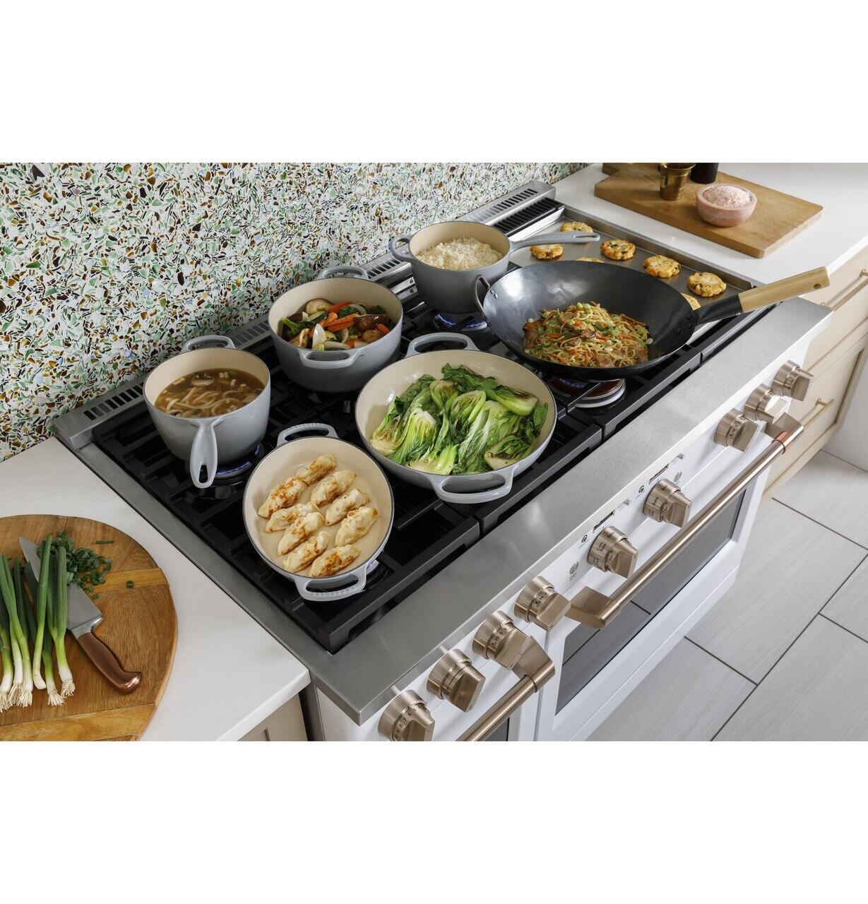 Cafe C2Y486P4TW2 Café&#8482; 48" Smart Dual-Fuel Commercial-Style Range With 6 Burners And Griddle (Natural Gas)