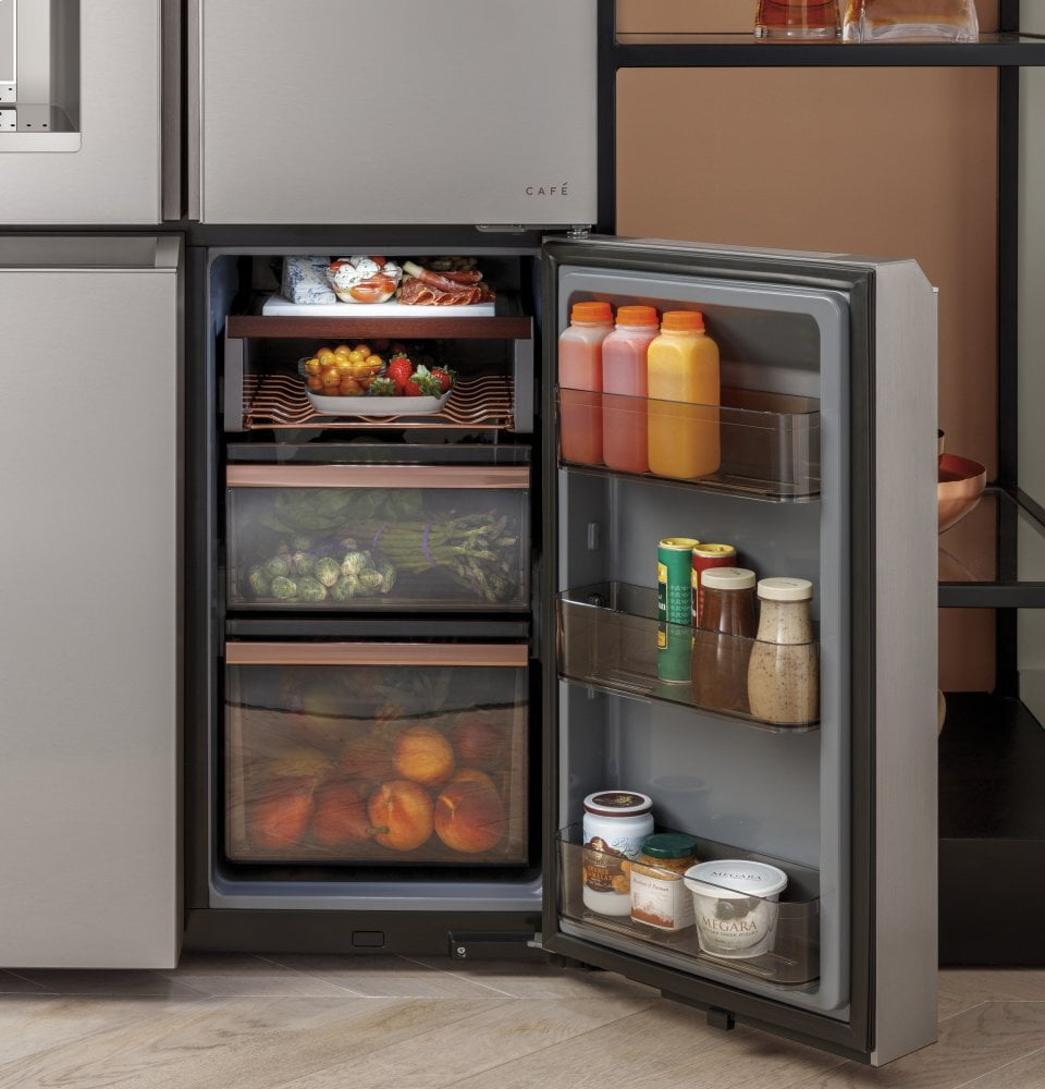 Cafe CQE28DM5NS5 Café Energy Star® 27.4 Cu. Ft. Smart Quad-Door Refrigerator In Platinum Glass