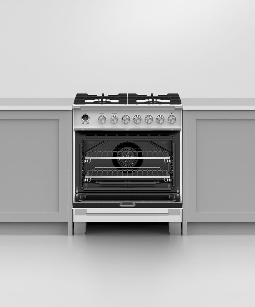 Fisher & Paykel OR30SCG6W1 Dual Fuel Range, 30", 4 Burners, Self-Cleaning