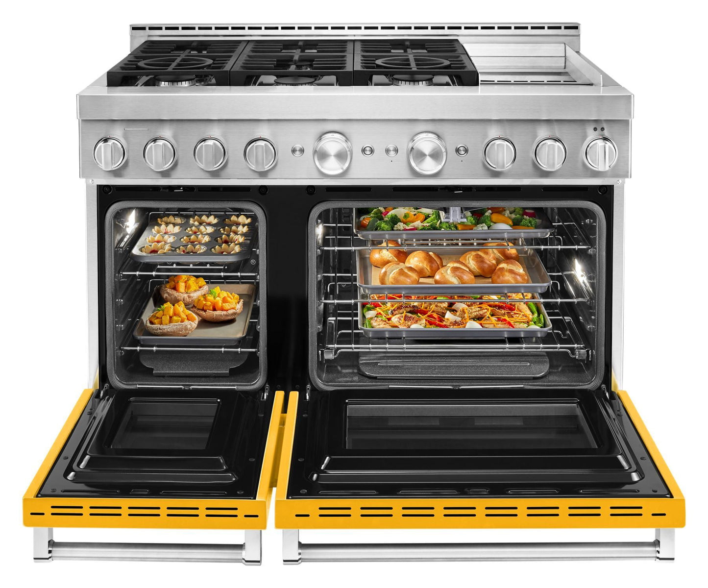 Kitchenaid KFGC558JYP Kitchenaid® 48'' Smart Commercial-Style Gas Range With Griddle - Yellow Pepper