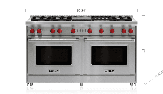 Wolf GR606CGLP 60" Gas Range - 6 Burners, Infrared Charbroiler And Infrared Griddle