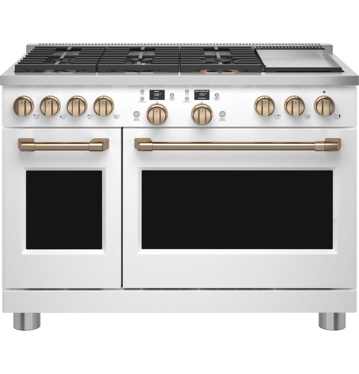 Cafe C2Y486P4TW2 Café&#8482; 48" Smart Dual-Fuel Commercial-Style Range With 6 Burners And Griddle (Natural Gas)