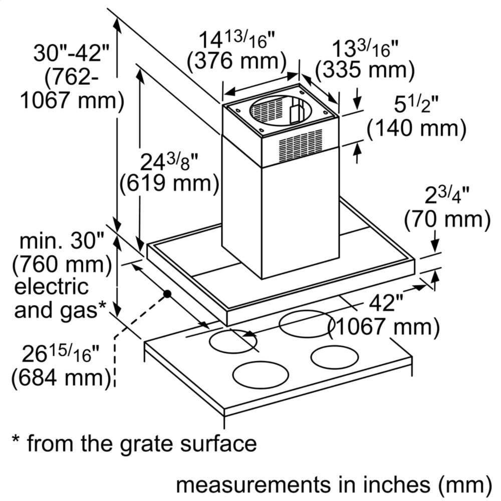 Thermador HMIB42WS 42-Inch Masterpiece® Box Island Hood With 600 Cfm