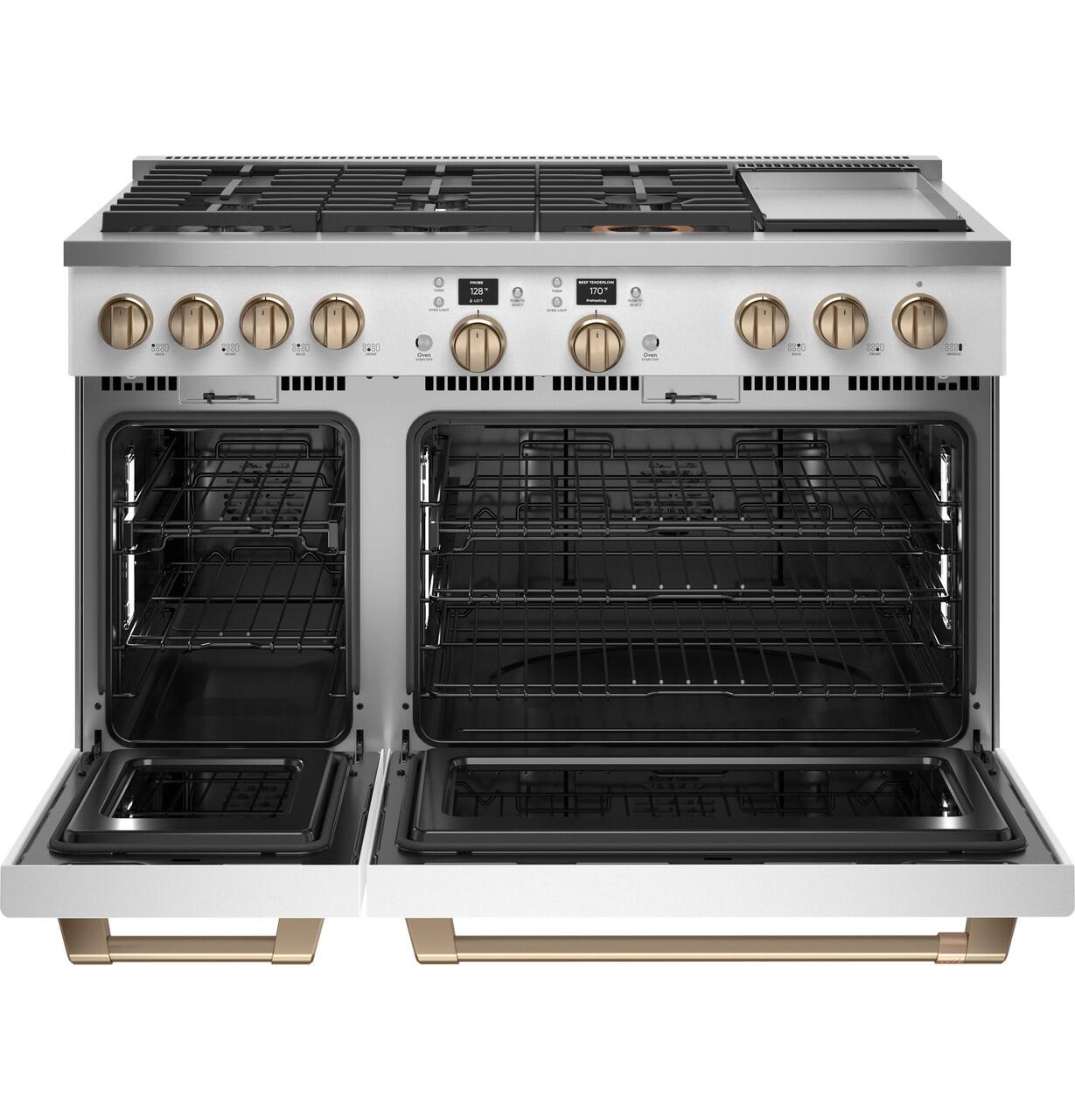 Cafe C2Y486P4TW2 Café&#8482; 48" Smart Dual-Fuel Commercial-Style Range With 6 Burners And Griddle (Natural Gas)