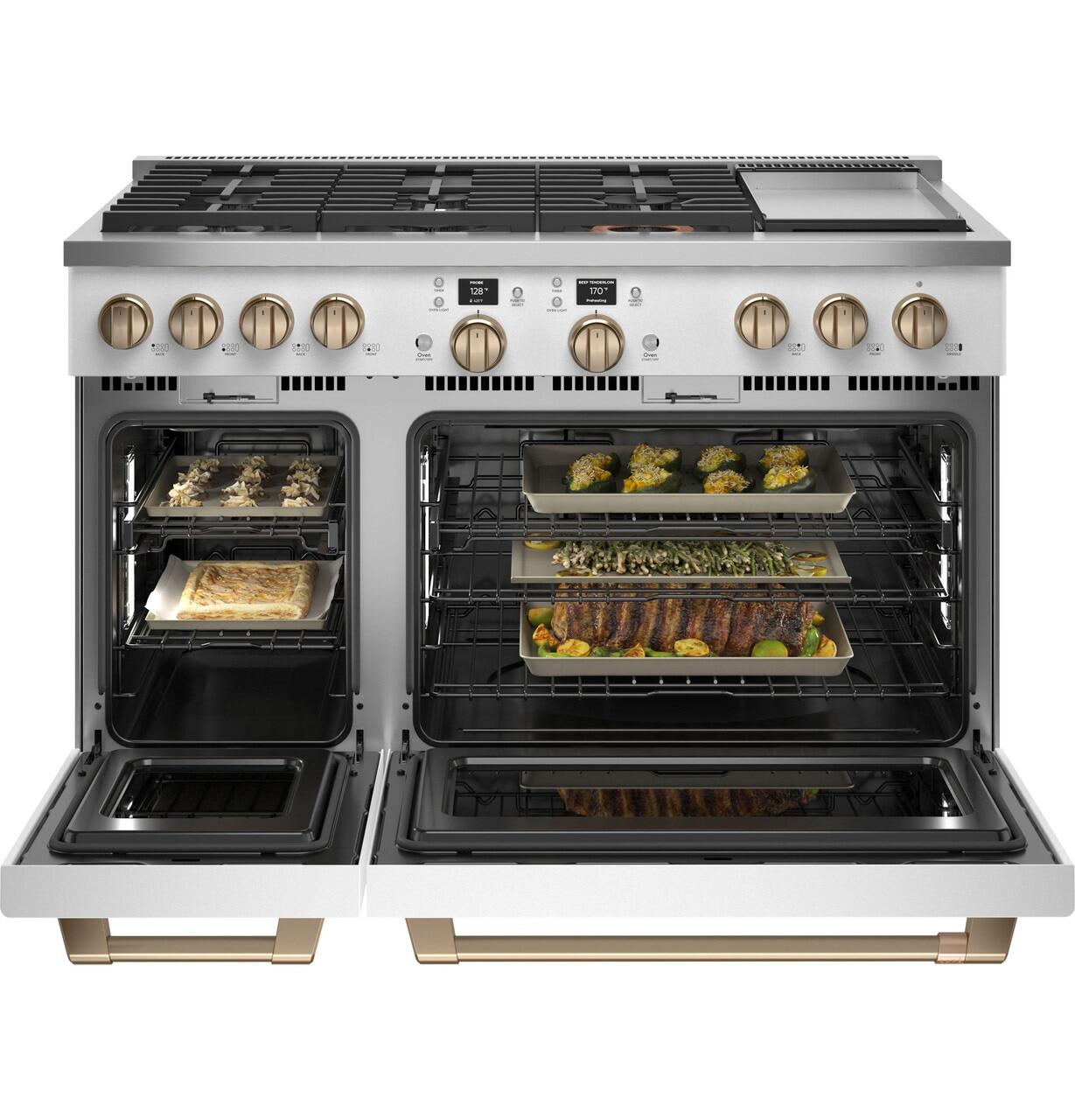 Cafe C2Y486P4TW2 Café&#8482; 48" Smart Dual-Fuel Commercial-Style Range With 6 Burners And Griddle (Natural Gas)