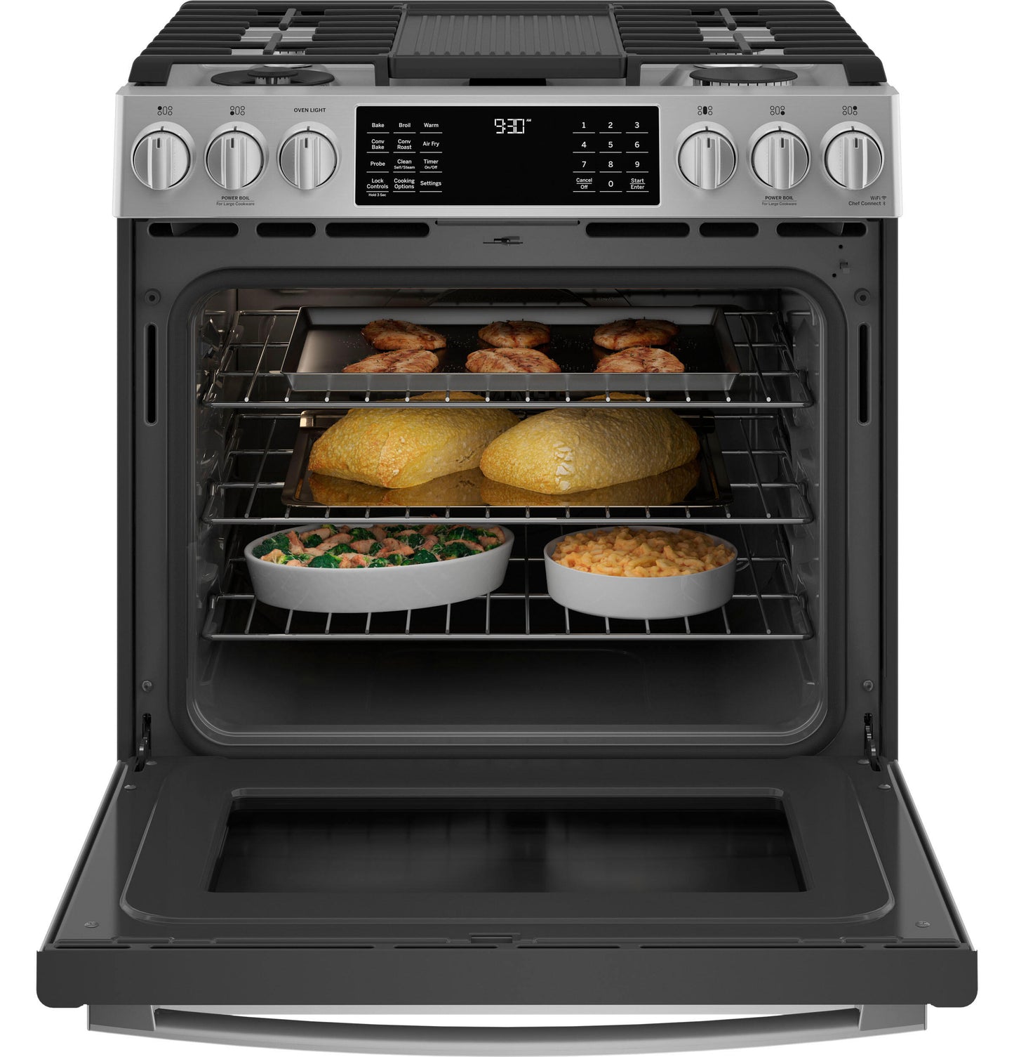 Ge Appliances P2S930YPFS Ge Profile&#8482; 30" Smart Dual Fuel Slide-In Front-Control Fingerprint Resistant Range