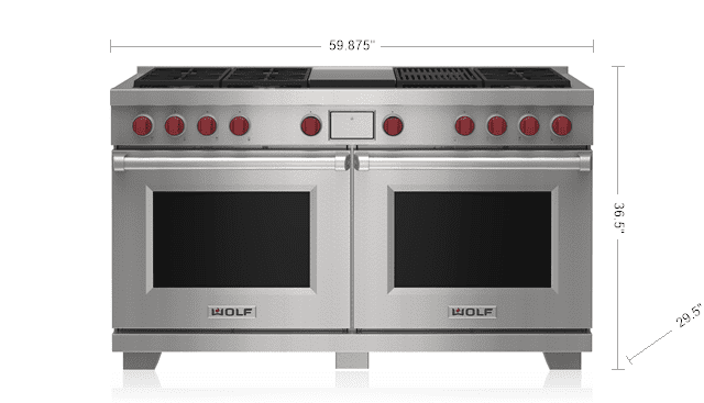 Wolf DF60650CGSP 60" Dual Fuel Range - 6 Burners, Infrared Charbroiler And Infrared Griddle