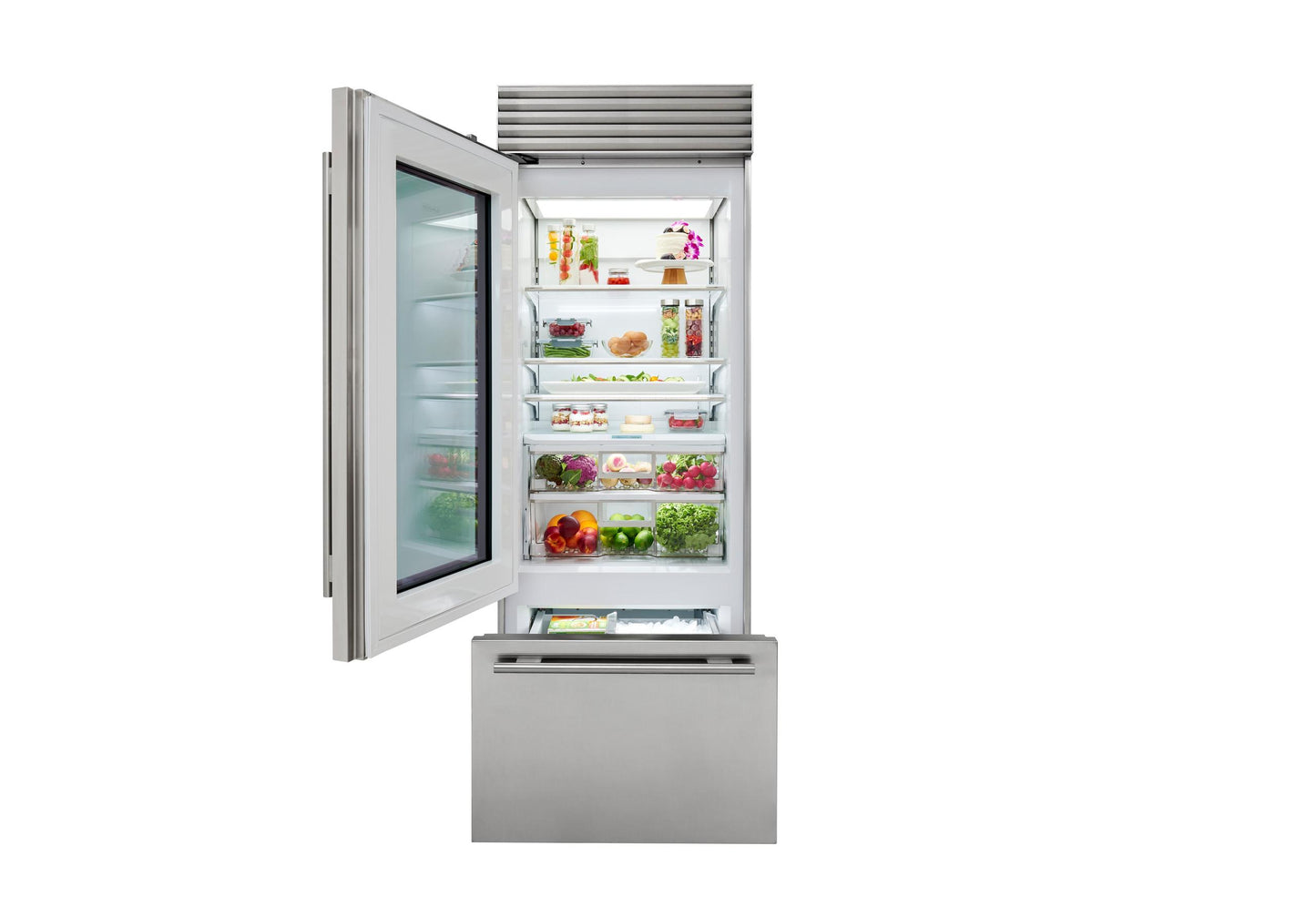 Sub-Zero CL3050UGOL 30" Classic Over-And-Under Refrigerator/Freezer With Glass Door - Panel Ready