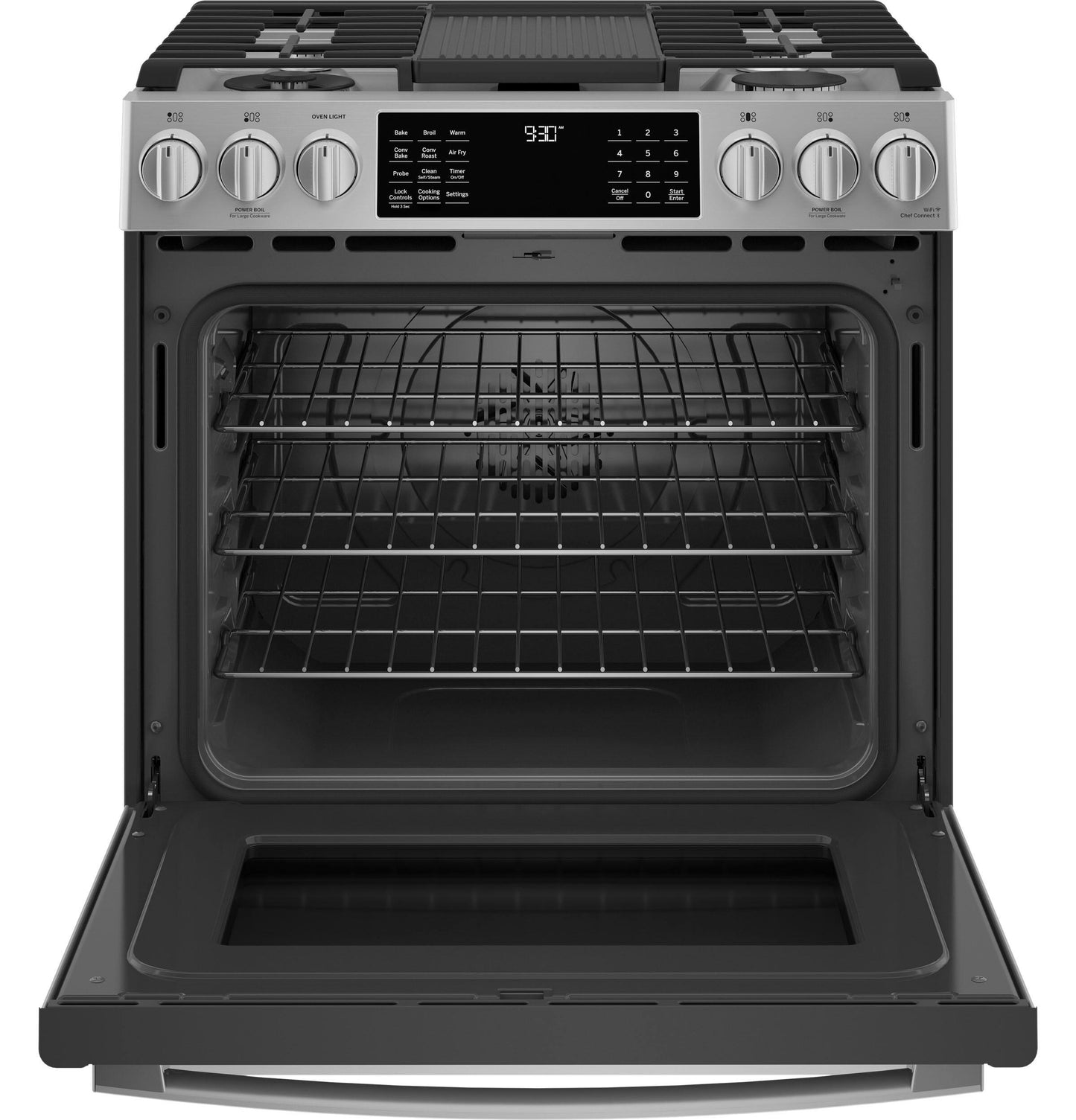 Ge Appliances P2S930YPFS Ge Profile&#8482; 30" Smart Dual Fuel Slide-In Front-Control Fingerprint Resistant Range