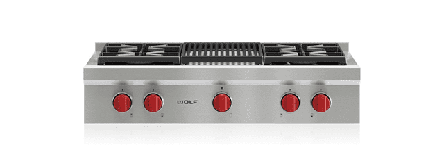 Wolf SRT364C 36" Sealed Burner Rangetop - 4 Burners And Infrared Charbroiler