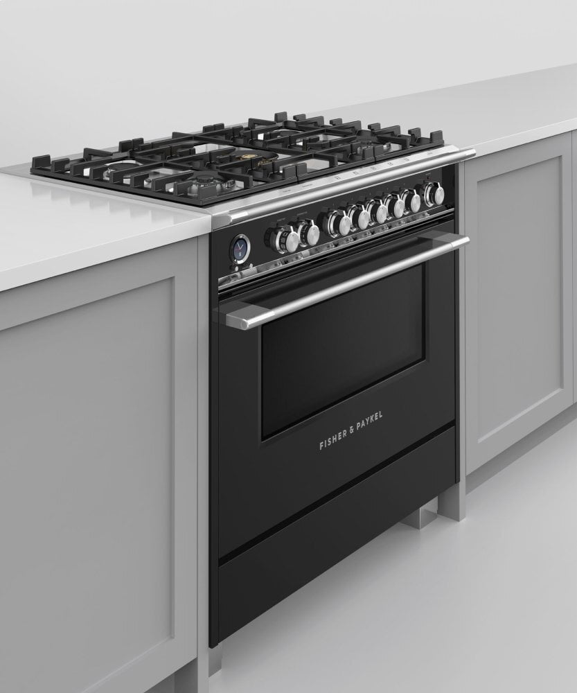 Fisher & Paykel OR36SCG6B1 Dual Fuel Range, 36", 5 Burners, Self-Cleaning