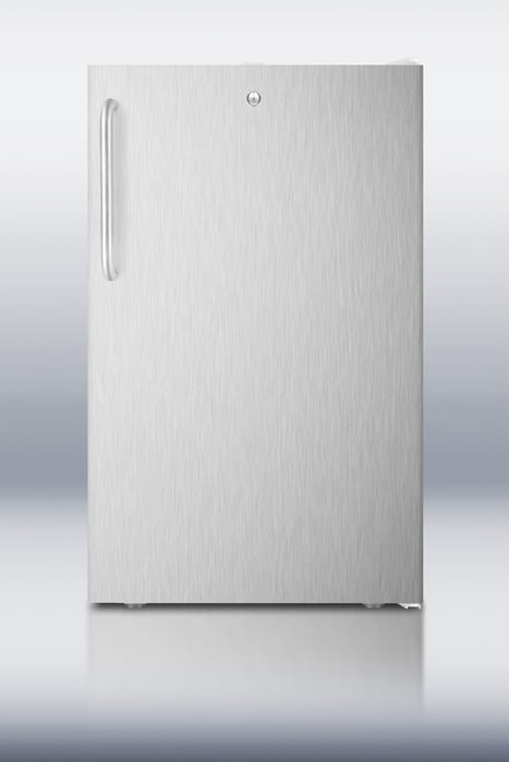 Summit FS407LBI7SSTB Commercially Listed 20" Wide Built-In Undercounter All-Freezer, -20&#Xba; C Capable With A Lock, Stainless Steel Door, Towel Bar Handle And White Cabinet