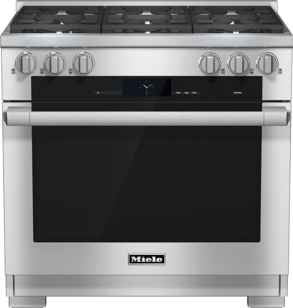 Miele HR19342LPCLEANTOUCHSTEEL Hr 1934-2 Lp - 36 Inch Range Dual Fuel With M Touch Controls, Moisture Plus And M Pro Dual Stacked Burners