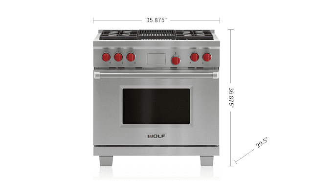 Wolf DF36450CSPLP 36" Dual Fuel Range - 4 Burners And Infrared Charbroiler