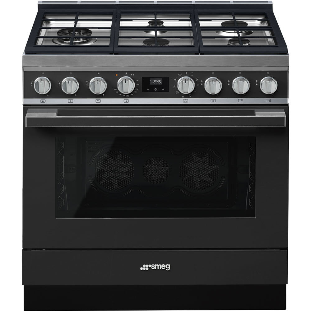 Smeg CPF36UGMAN Portofino Pro-Style Dual Fuel Range, Pewter, 36