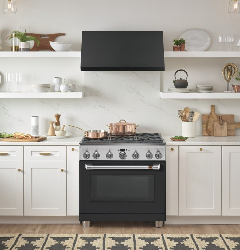 Cafe Commercial-Style 36 in. 6-Burner Natural Gas Rangetop with Simmer &  Power - Matte Black