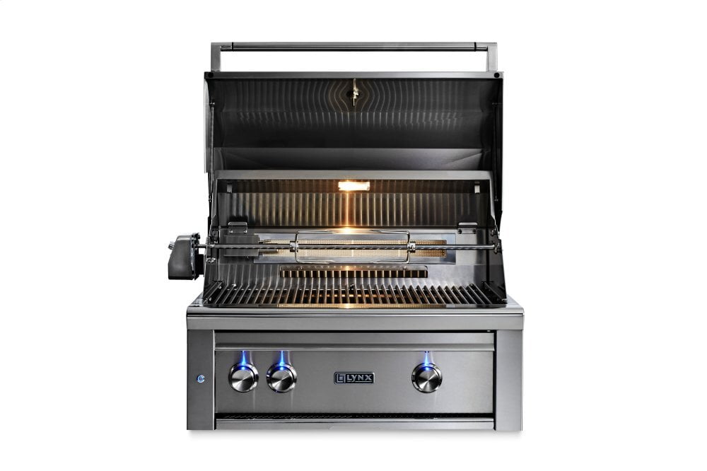 Lynx L30R3LP 30" Lynx Professional Built In Grill With 2 Ceramic Burners And Rotisserie, Lp