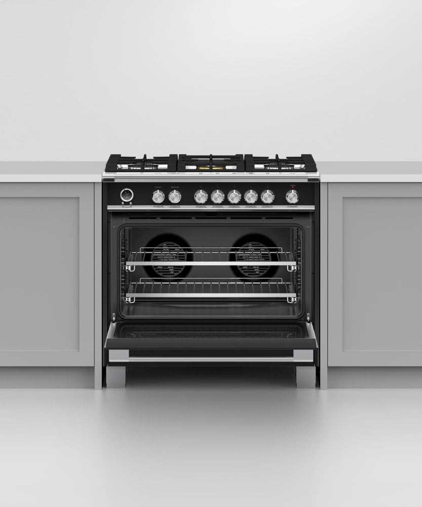 Fisher & Paykel OR36SCG6B1 Dual Fuel Range, 36", 5 Burners, Self-Cleaning