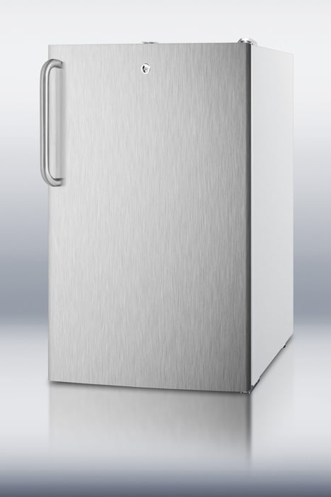 Summit FS407LBI7SSTB Commercially Listed 20" Wide Built-In Undercounter All-Freezer, -20&#Xba; C Capable With A Lock, Stainless Steel Door, Towel Bar Handle And White Cabinet