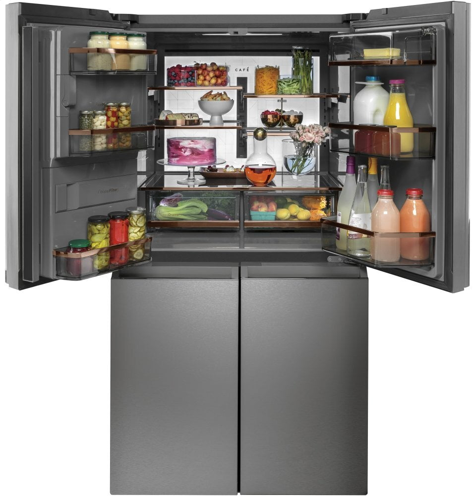 Cafe CQE28DM5NS5 Café Energy Star® 27.4 Cu. Ft. Smart Quad-Door Refrigerator In Platinum Glass