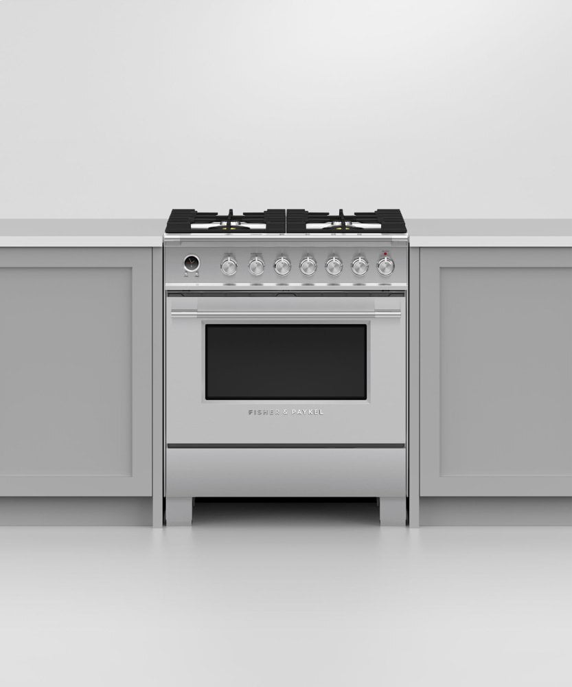 Fisher & Paykel OR30SCG6X1 Dual Fuel Range, 30", 4 Burners, Self-Cleaning